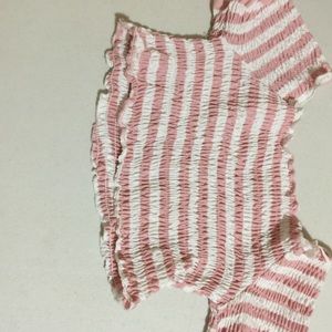 White and pink off the shoulder top